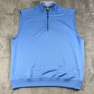 FootJoy Mens XL Blue Quarter Zip Golf Vest Highmark Logo Pinstripe